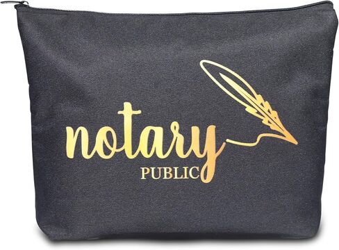 1 Pcs Notary Bag, 13x10 Inches Sturdy Notary Supply Bag for Notary Journal, Stamp, Embosser, and Ink Pad Portable Storage Bag (Black) in Saudi Arabia