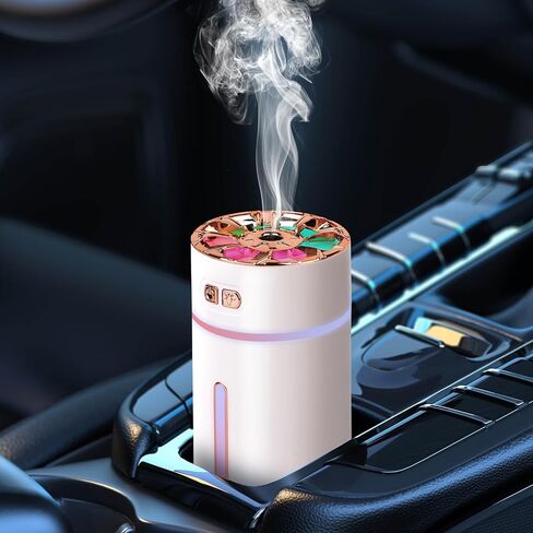 Car Diffuser Rechargeable,car humidifier,Small Portable Diffuser for Car, humidifier air freshener,cordless diffuser 300ml,with 7-LED Color Changing For Car,Desk,Bedroom,Plants,Travel (WHITE-2) in Saudi Arabia