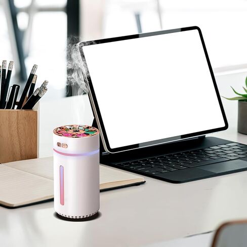 Car Diffuser Rechargeable,car humidifier,Small Portable Diffuser for Car, humidifier air freshener,cordless diffuser 300ml,with 7-LED Color Changing For Car,Desk,Bedroom,Plants,Travel (WHITE-2) in Saudi Arabia