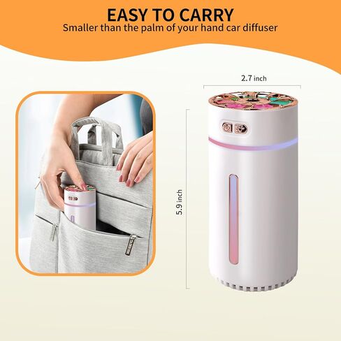 Car Diffuser Rechargeable,car humidifier,Small Portable Diffuser for Car, humidifier air freshener,cordless diffuser 300ml,with 7-LED Color Changing For Car,Desk,Bedroom,Plants,Travel (WHITE-2) in Saudi Arabia