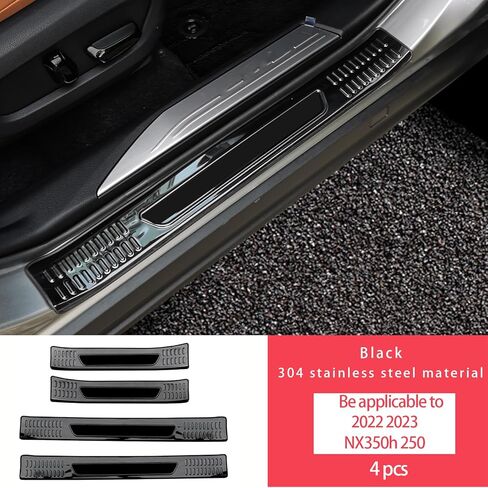 4 قطعة Hoeirat لكزس NX250/350h/450h 2022 2023 جميع موديلات السيارات لوحة حماية دواسة باب السيارة مادة فولاذية (ألياف الكربون أسود) in Saudi Arabia