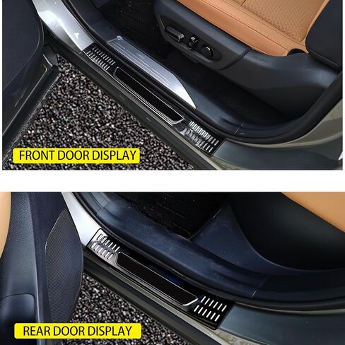 4 قطعة Hoeirat لكزس NX250/350h/450h 2022 2023 جميع موديلات السيارات لوحة حماية دواسة باب السيارة مادة فولاذية (ألياف الكربون أسود) in Saudi Arabia