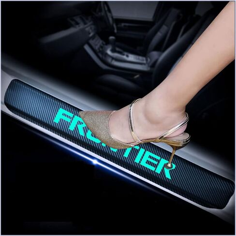 Kaiweiqin 4 قطع غطاء لوحة عتبة باب السيارة لنيسان فرونتير ترحيب دواسة حماية السيارة من ألياف الكربون ملصق عتبة باب دخول الحرس ديكور سماوي in Kuwait