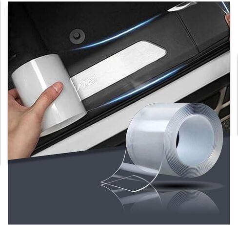 Car Door Edge Guard Strip Universal Car Invisible Transparent Sill Anti-Collision Sticker Pedal Anti-Trampling Protection Strip for Most Car Rear Bumper/Door (32.8Ft x 2.7In) in Saudi Arabia