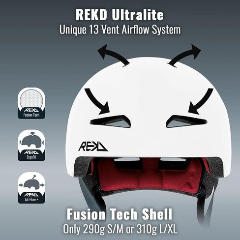خوذة REKD Ultralite | تكنولوجيا الانصهار ث. حشوة نحيفة | معتمد EN1078 وCPSC | مقاس قابل للتخصيص | شعارات منقوشة بختم الحرارة | شعارات أمامية وخلفية عالية الجودة رياضية للجنسين in Kuwait