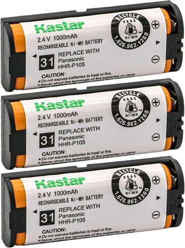 Kastar 1-Pack 2.4V 1000mAh Ni-MH Rechargeable Battery Replacement for Panasonic HHR-P105 HHR-P105A Type 31 91AAALH2BXZ Battery and Panasonic Home Handset Cordless Phone in Saudi Arabia