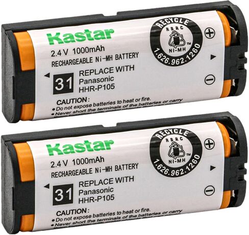 Kastar 1-Pack 2.4V 1000mAh Ni-MH Rechargeable Battery Replacement for Panasonic HHR-P105 HHR-P105A Type 31 91AAALH2BXZ Battery and Panasonic Home Handset Cordless Phone in Saudi Arabia