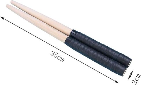 1 Pair Maibachi Taiko Drum Sticks Wood Drumsticks Taiko no Tatsujin Musical Instrument Accessories with Sweatband Grip Handle and 2 Replacement Grips(Black,350/20mm) in Saudi Arabia