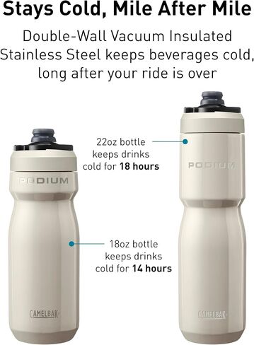 زجاجة مياه للدراجة من الفولاذ المقاوم للصدأ معزولة من CamelBak - لركوب الدراجات واللياقة البدنية والرياضة - تناسب معظم أقفاص الدراجات، 22oz - أسود in Saudi Arabia