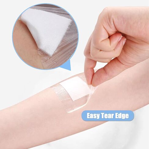 وسادات ضمادات الجزيرة اللاصقة، غطاء الجرح حاجز ماص، ضمادة شفافة مقاومة للماء - 10 قطع - 6 * 7 سم in Kuwait