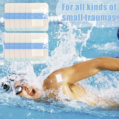 وسادات ضمادات الجزيرة اللاصقة، غطاء الجرح حاجز ماص، ضمادة شفافة مقاومة للماء - 10 قطع - 6 * 7 سم in Kuwait