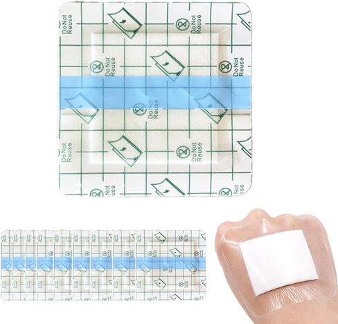 وسادات ضمادات جزيرة لاصقة للقسم، حاجز غطاء الجرح، رقعة ماصة، ضمادة شفافة مقاومة للماء - 10 قطع - 9 * 9 سم in Kuwait