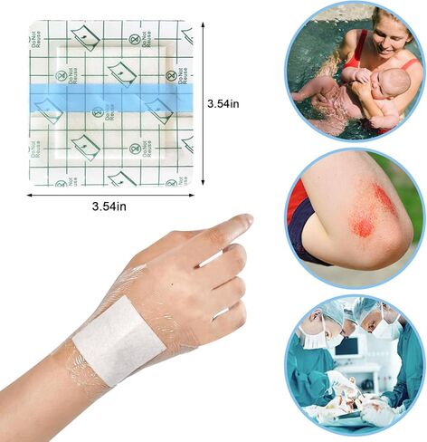 وسادات ضمادات جزيرة لاصقة للقسم، حاجز غطاء الجرح، رقعة ماصة، ضمادة شفافة مقاومة للماء - 10 قطع - 9 * 9 سم in Kuwait
