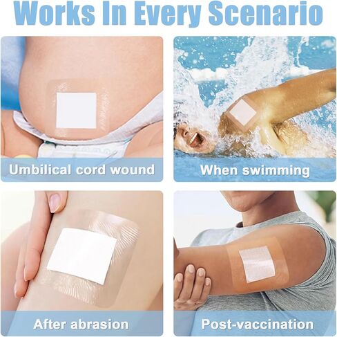 وسادات ضمادات جزيرة لاصقة للقسم، حاجز غطاء الجرح، رقعة ماصة، ضمادة شفافة مقاومة للماء - 10 قطع - 9 * 9 سم in Kuwait
