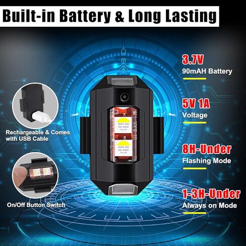 7 ألوان LED أضواء ستروب للطائرات، أضواء LED مضادة للتصادمات بدون طيار ضوء ستروب ضوء الطوارئ، LED ستروب بدون طيار ضوء ليلي تحلق الاحترار ضوء ستروب للطائرات بدون طيار دراجة نارية، 4 عبوات in Kuwait