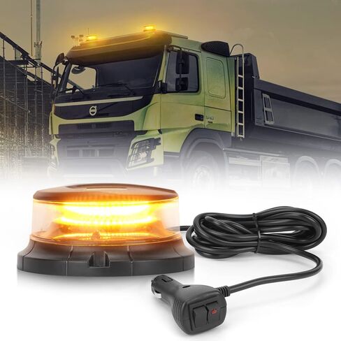 Circular Emergency Led Strobe Lights Amber White for Vehicles Magnetic Flashing Safety Warning Beacon Light for Plow Truck, Police Car, Forklift, Tractor, Firefighter in Kuwait