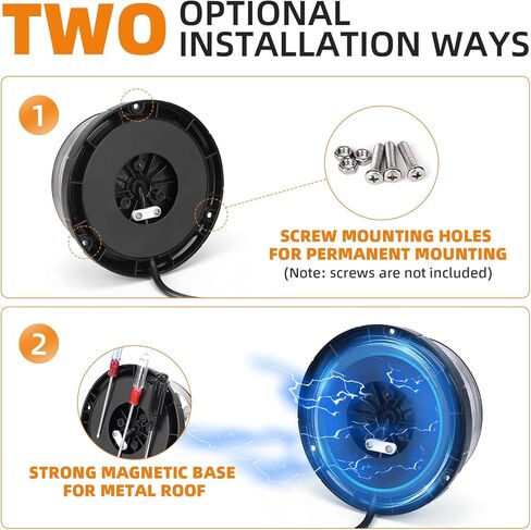 Circular Emergency Led Strobe Lights Amber White for Vehicles Magnetic Flashing Safety Warning Beacon Light for Plow Truck, Police Car, Forklift, Tractor, Firefighter in Kuwait