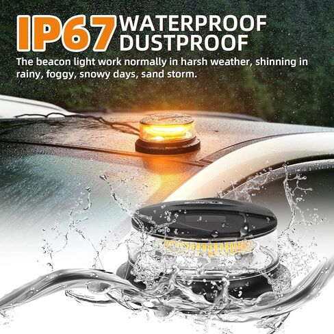 Circular Emergency Led Strobe Lights Amber White for Vehicles Magnetic Flashing Safety Warning Beacon Light for Plow Truck, Police Car, Forklift, Tractor, Firefighter in Kuwait
