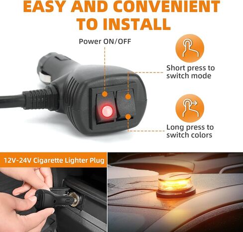 Circular Emergency Led Strobe Lights Amber White for Vehicles Magnetic Flashing Safety Warning Beacon Light for Plow Truck, Police Car, Forklift, Tractor, Firefighter in Kuwait