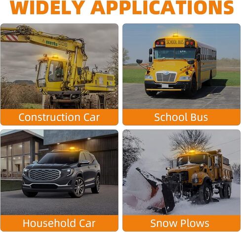 Circular Emergency Led Strobe Lights Amber White for Vehicles Magnetic Flashing Safety Warning Beacon Light for Plow Truck, Police Car, Forklift, Tractor, Firefighter in Kuwait