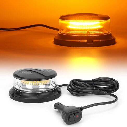 Circular Emergency Led Strobe Lights Amber White for Vehicles Magnetic Flashing Safety Warning Beacon Light for Plow Truck, Police Car, Forklift, Tractor, Firefighter in Kuwait
