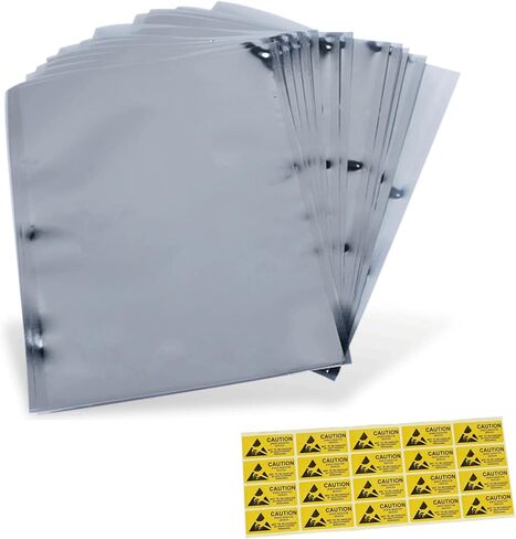 أكياس مضادة للكهرباء الساكنة، أكياس كبيرة قابلة للإغلاق ESD، 20 قطعة حقيبة مضادة للكهرباء الساكنة مع 20 قطعة من الملصقات المضادة للكهرباء الساكنة لمحرك الأقراص الصلبة، ومعالج بطاقة اللوحة الأم، وأجهزة ذاكرة الوصول العشوائي الإلكترونية (11 3/4 × 14 3/4 بوص in Kuwait