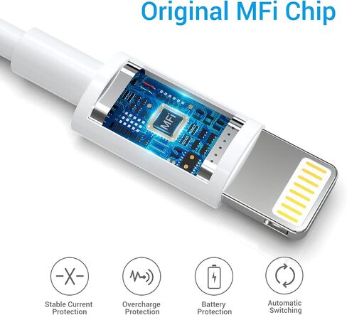 كابل iPhone معتمد من MFi - 6FT 3 حزمة سلك كابل شحن USB iPhone ممتاز متوافق مع iPhone 12 Pro Max 11 Pro SE Xs Max 8 7 6 Plus 6s 5s، iPad Pro Air Mini Touch - أبيض in Saudi Arabia