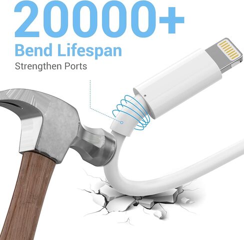 كابل iPhone معتمد من MFi - 6FT 3 حزمة سلك كابل شحن USB iPhone ممتاز متوافق مع iPhone 12 Pro Max 11 Pro SE Xs Max 8 7 6 Plus 6s 5s، iPad Pro Air Mini Touch - أبيض in Saudi Arabia