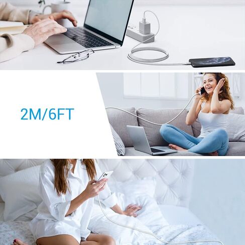 كابل iPhone معتمد من MFi - 6FT 3 حزمة سلك كابل شحن USB iPhone ممتاز متوافق مع iPhone 12 Pro Max 11 Pro SE Xs Max 8 7 6 Plus 6s 5s، iPad Pro Air Mini Touch - أبيض in Saudi Arabia