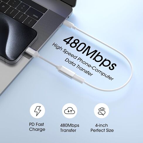 Lightning to USB C Adapter Cable, 1 Pack Lightning Female to Type C Male Adapter for iPhone 15 Series/iPad/Google and More Type C Devices, Support Transfer Data and PD Fast Charge, Not OTG in Kuwait