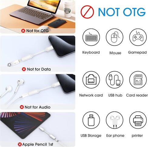 Lightning to USB C Adapter Cable, 1 Pack Lightning Female to Type C Male Adapter for iPhone 15 Series/iPad/Google and More Type C Devices, Support Transfer Data and PD Fast Charge, Not OTG in Kuwait