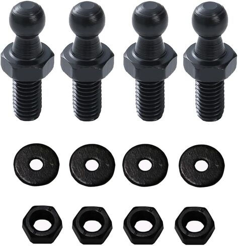 10mm Ball Studs, M8 Ball Screws 8MM Female Thread x 1/2" Long Shank for Gas Struts Lift Support Strut Fitting with Hardware, Pack of 4 (Black) in Saudi Arabia