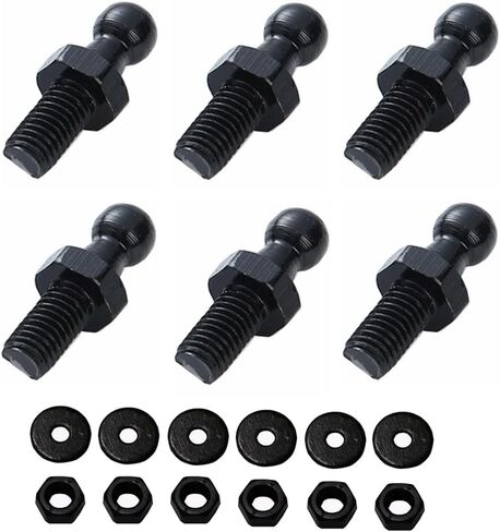 10mm Ball Studs, M8 Ball Screws 8MM Female Thread x 1/2" Long Shank for Gas Struts Lift Support Strut Fitting with Hardware, Pack of 4 (Black) in Saudi Arabia
