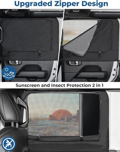 JOYTUTUS Front Wrangler Side Window Sun Shade Camping Window Insect Screen Compatible with Wrangler JK JL Gladiator JT 2007-2024, Car Window Covers for Privacy Blackout 2 Pcs in Saudi Arabia