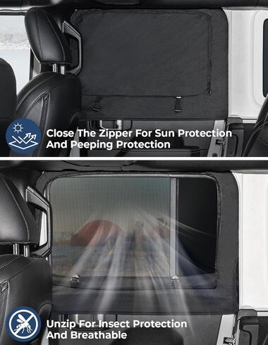 JOYTUTUS Front Wrangler Side Window Sun Shade Camping Window Insect Screen Compatible with Wrangler JK JL Gladiator JT 2007-2024, Car Window Covers for Privacy Blackout 2 Pcs in Saudi Arabia