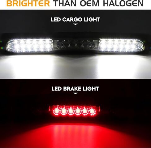 LED Tail Light (Red) + 3rd Brake Light (Smoke) Fit for Ford F-150 F150 2004-2008 [Factory Halogen Model] Fleetside Styleside, Driver + Passenger Side Taillights and High Mount Stop Light, 3 Pcs in Saudi Arabia