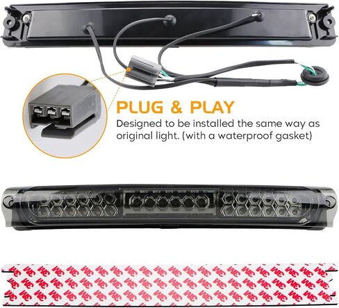 LED Tail Light (Red) + 3rd Brake Light (Smoke) Fit for Ford F-150 F150 2004-2008 [Factory Halogen Model] Fleetside Styleside, Driver + Passenger Side Taillights and High Mount Stop Light, 3 Pcs in Saudi Arabia