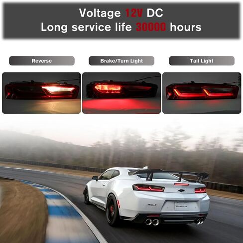 LED Smoked Tail Lights Compatible for Chevy Camaro 2016 2017 2018 With Turn Signal lights, Daytime Running Rear lamps Assembly Upgrade (Red) in Saudi Arabia