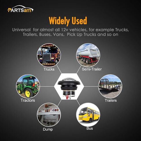 Partsam 10 قطع 3/4 بوصة ضوء أحمر مستدير 3 أسلاك ضوء مؤشر ضوء رصاصة ضوء لشاحنة RV سيارة حافلة مقطورة فان كارافان، 12 فولت، عدسة شفافة in Saudi Arabia