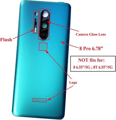 بديل لغطاء الباب الزجاجي الخلفي للوحة OnePlus 8 Pro لهاتف OnePlus 8 Pro 5G 6.78 بوصة (ليس لهاتف OnePlus 8 6.55 بوصة، وليس لهاتف OnePlus 8T 6.55 بوصة) (1+8 Pro 6.78 بوصة/أخضر/عدسة الكاميرا) in Kuwait