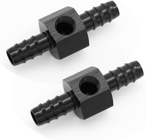 5/16 بارب إلى 5/16 "(8 مللي متر) بارب مع 1/8" NPT الاستشعار قياس ميناء خرطوم أنبوب تركيب ضغط الوقود خلع محول الألومنيوم الأسود in Kuwait