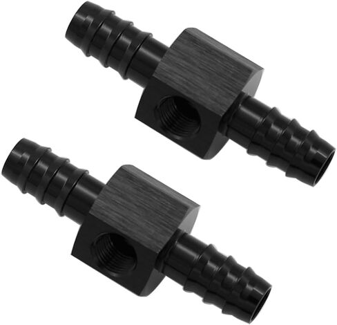5/16 بارب إلى 5/16 "(8 مللي متر) بارب مع 1/8" NPT الاستشعار قياس ميناء خرطوم أنبوب تركيب ضغط الوقود خلع محول الألومنيوم الأسود in Kuwait