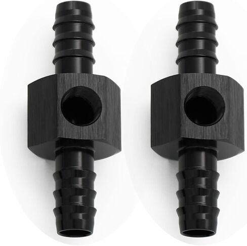 5/16 بارب إلى 5/16 "(8 مللي متر) بارب مع 1/8" NPT الاستشعار قياس ميناء خرطوم أنبوب تركيب ضغط الوقود خلع محول الألومنيوم الأسود in Kuwait