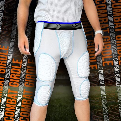 حزام كرة القدم للشباب Exxact Sports Combat 7-Pad - حزام مبطن لكرة القدم مع جيب على شكل كأس، شورت ضغط مبطن للأولاد in Saudi Arabia