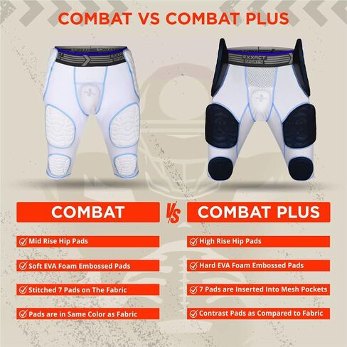 حزام كرة القدم للشباب Exxact Sports Combat 7-Pad - حزام مبطن لكرة القدم مع جيب على شكل كأس، شورت ضغط مبطن للأولاد in Saudi Arabia