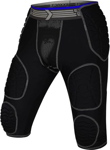 حزام كرة القدم للشباب Exxact Sports Combat 7-Pad - حزام مبطن لكرة القدم مع جيب على شكل كأس، شورت ضغط مبطن للأولاد in Saudi Arabia