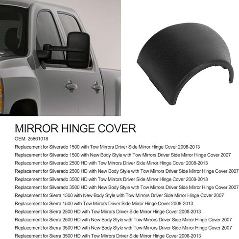 KIMISS Driver Side Door Mirror Cover, Car Exterior Door Side Mirror Hinge Cover 25861018 Replacement for Silverado 1500 (Left) in Saudi Arabia