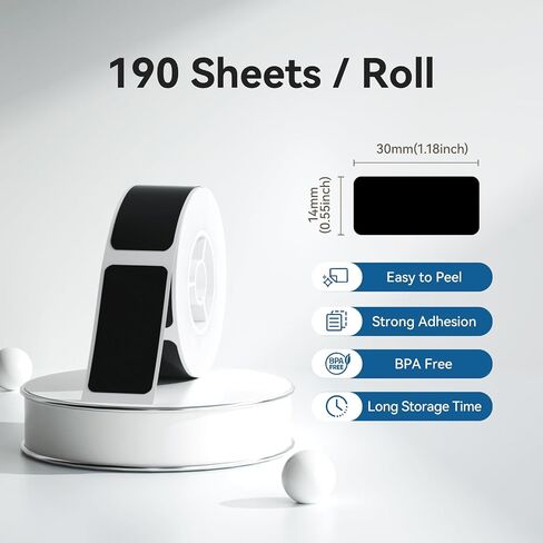 NIIMBOT Thermal Transfer Labels 0.47''x1.57'', Only for B18 Label Maker, PET Material, Waterproof and High-Temperature Resistance, Long Storage Time, White(12x40mm-150) in Saudi Arabia