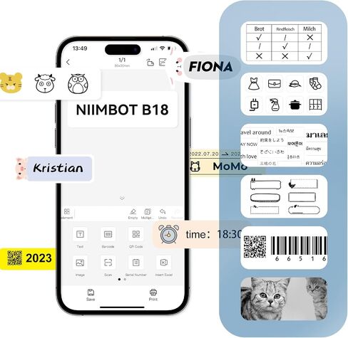 NIIMBOT Thermal Transfer Labels 0.47''x1.57'', Only for B18 Label Maker, PET Material, Waterproof and High-Temperature Resistance, Long Storage Time, White(12x40mm-150) in Saudi Arabia