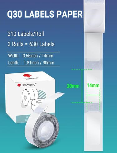 Odaro D30 Q30 Q30S Q31 Thermal Label Tape, White Label Maker Tape for School, Home, Office, Small Business, 3 Rolls 160 Labels/Roll, 12x40mm (3/8" X 1 1/2") in Saudi Arabia